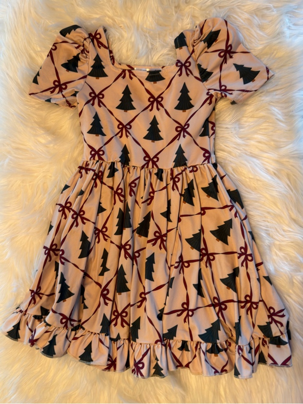 Little Stocking Co. Trees & Bows Mod Twirl Dress Size 5